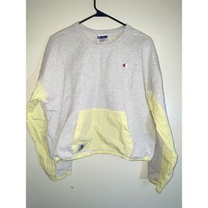 Champion Light Gray and Pale Yellow Colorblock Crewneck Sweatshirt